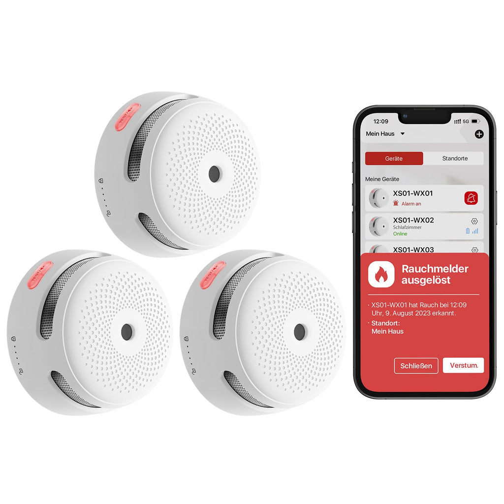 X-Sense Vernetzter intelligenter Rauchmelder XS01-M mit Basisstation (3er, 6er, oder 12er Set