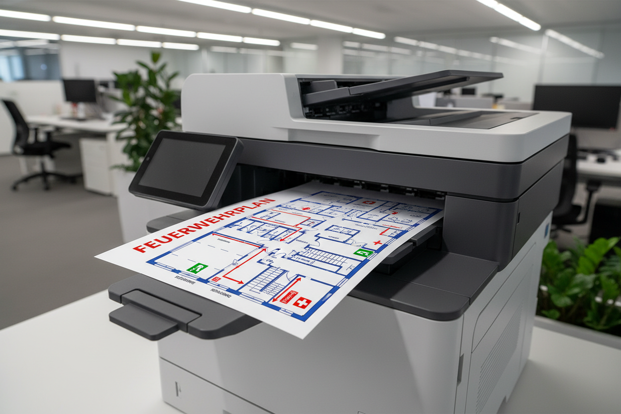 Drucker der einen Feuerwehrplan ausdruckt